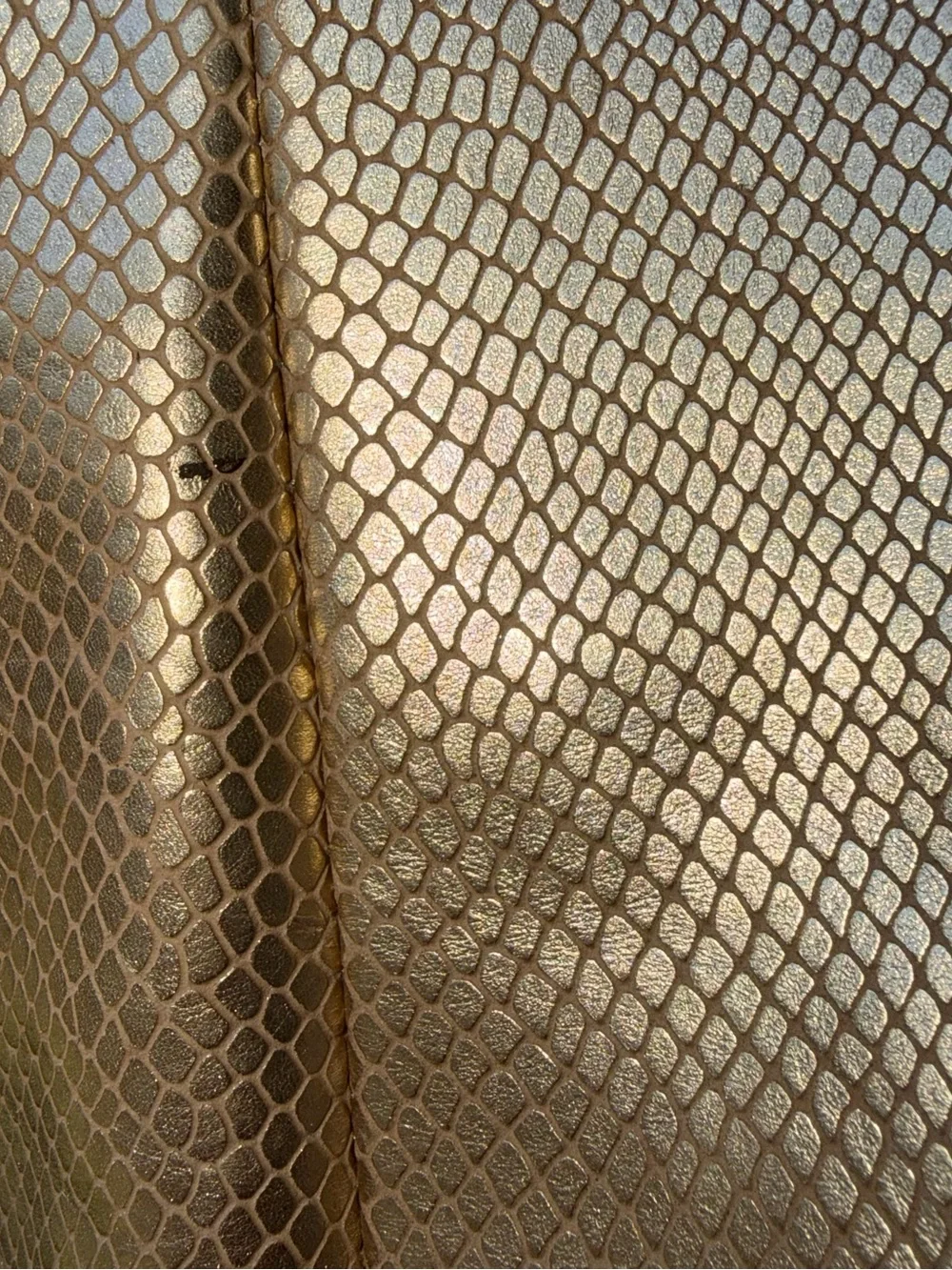 ANTONIO MELANI Metallic Champagne Snake-Texture Leather Tote